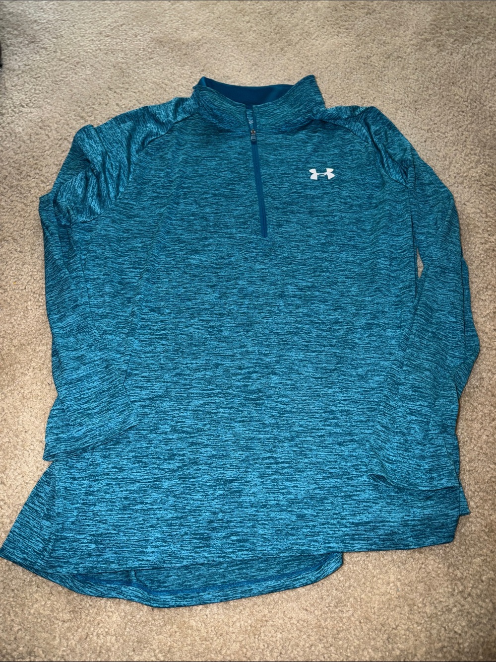 Under Armour Heathered Teal Blue Quarter-Zip Pullover